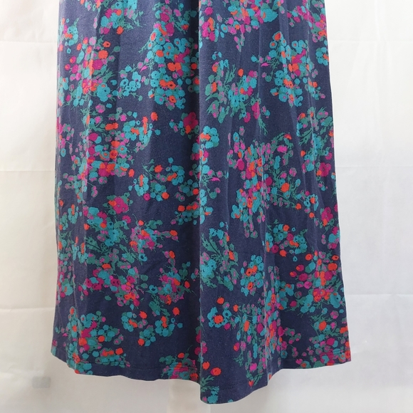 Boden Wrap Top Purple Navy 3/4 Sleeve Midi Jersey Dress Stretch Floral Size 16L - Picture 3 of 10